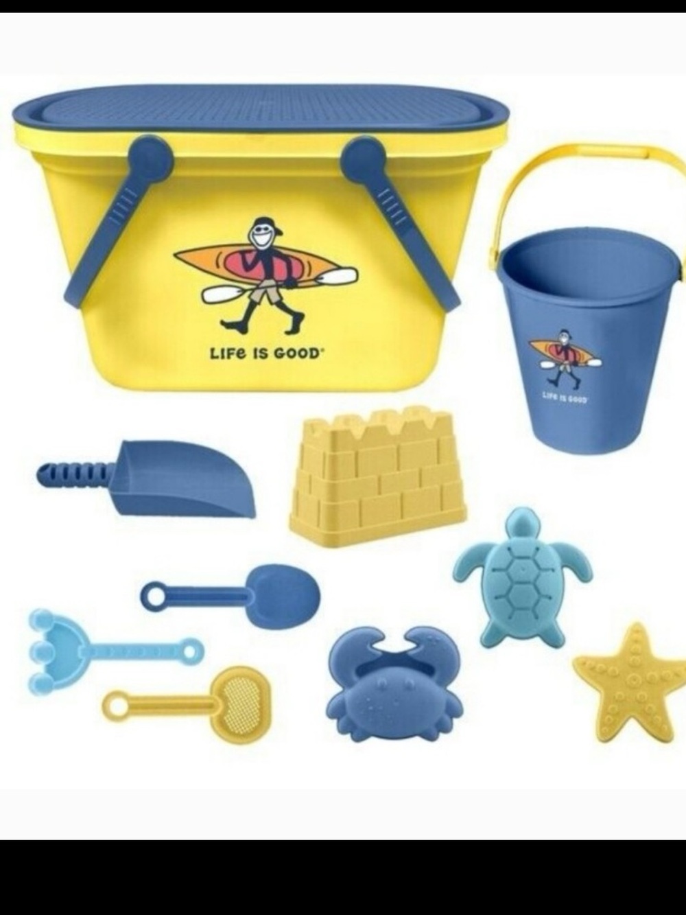 Life Is Good Yellow & Blue Beach Sand 10 Piece Play Set with Molds